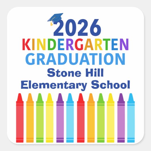 2026 Kindergarten Graduation Custom School Party Vierkante Sticker (Voorkant)
