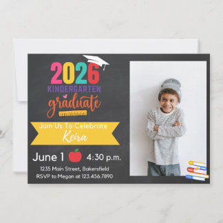 2026 Kindergarten Graduation Invitation with Photo Kaart