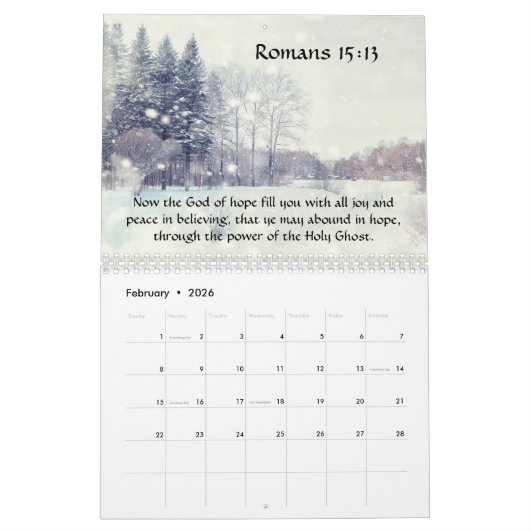 2026 KJV Bible Scripture Three Crosses Church Kalender (Feb 2026)