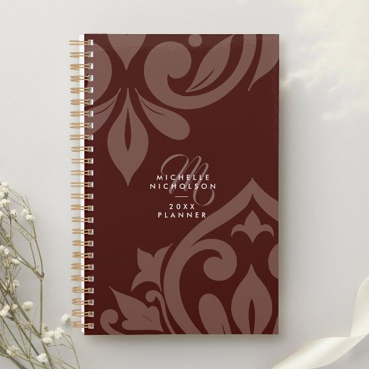 2026 Klassieke Damast Chic Typografie Monogram Planner