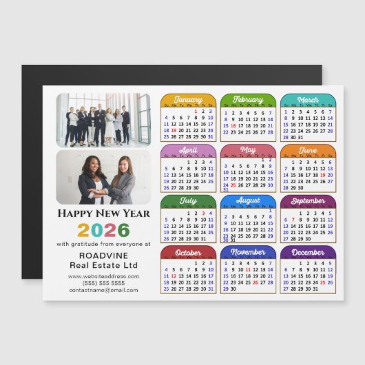 2026 Kleurenkalender US Feestdagen Corporate Magne (Voorkant / Achterkant)