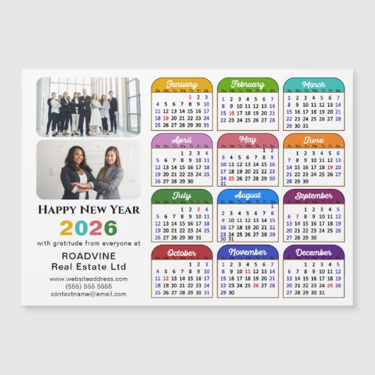2026 Kleurenkalender US Feestdagen Corporate Magne (Voorkant)