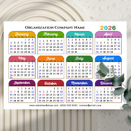 2026 Kleurenkalender US Feestdagen Corporate Magne