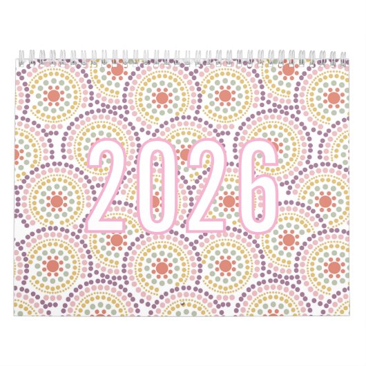 2026 Kleurrijk Pastel Patroon Illustratie Agenda Kalender (Hoes)