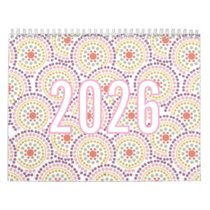2026 Kleurrijk Pastel Patroon Illustratie Agenda Kalender