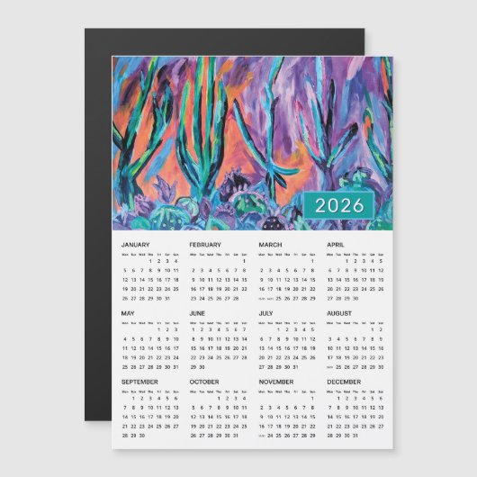 2026 Kleurrijke Abstracte Natuur Schilderkalender (Voorkant / Achterkant)