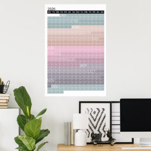 2026 Kleurrijke Kalender Verticale Jaar Planner Poster