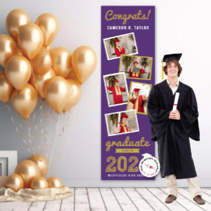 2026 Krachtige Schets 5 Foto Elegant Afstudeerfees Spandoek