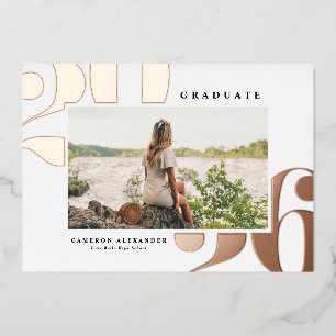 2026 Krachtige Typografie Foto Afstudeer Roze Goud Folie Uitnodiging