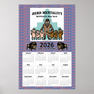 2026 Kudde Mentaliteit Kalender (12 x 18) Poster