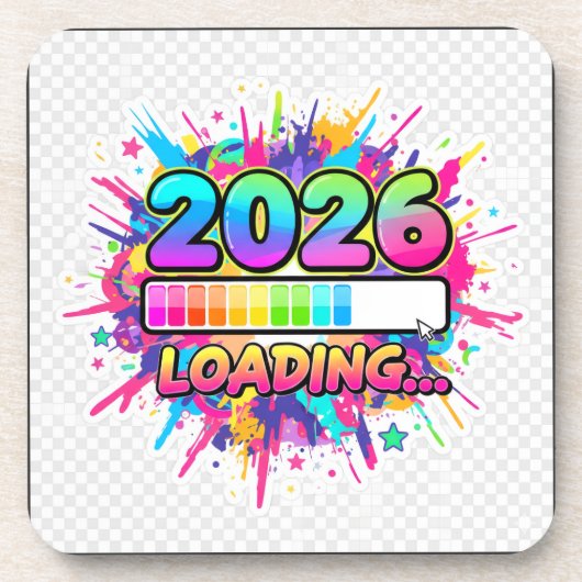 2026 Laden... Voortgangs Balk Sticker Bier Onderzetter (Voorkant)