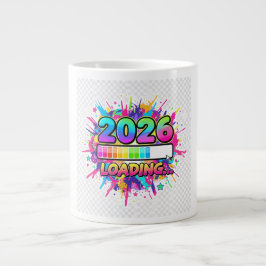 2026 Laden... Voortgangsbalk Sticker Grote Koffiekop