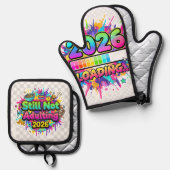 2026 Laden... Voortgangsbalk Sticker Ovenwant & Pannenlap Set (Voorkant / Achterkant)