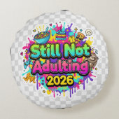 2026 Laden... Voortgangsbalk Sticker Rond Kussen (Achterkant)