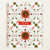 2026 Ladybug Red, White, Green Spiral Planner (Voorkant)