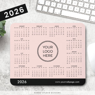 2026 Lichtroze Zakelijke Logo Kalender Muismat