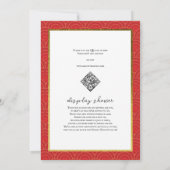 2026 Little Horse Floral Horseshoe Red Baby Shower Kaart (Achterkant)