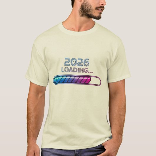 2026 Loading… – Futuristic Neon New Year T-Shirt (Voorkant)