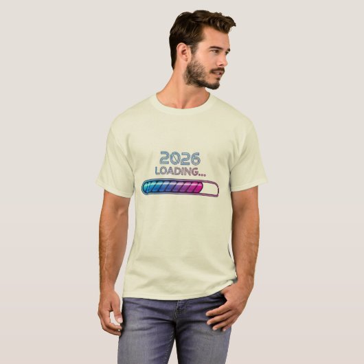 2026 Loading… – Futuristic Neon New Year T-Shirt (Voorkant volledig)