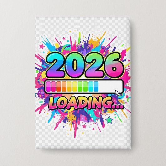 2026 Loading... Progress Bar Sticker Button (Voorkant)