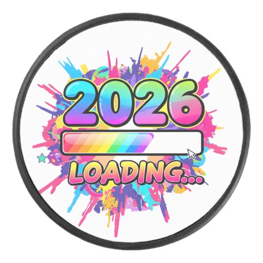 2026 Loading... Progress Bar Sticker Hockey Puck (Voorkant)