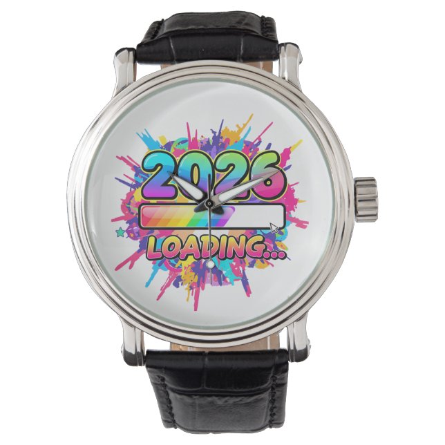 2026 Loading... Progress Bar Sticker Horloge (Voorkant)