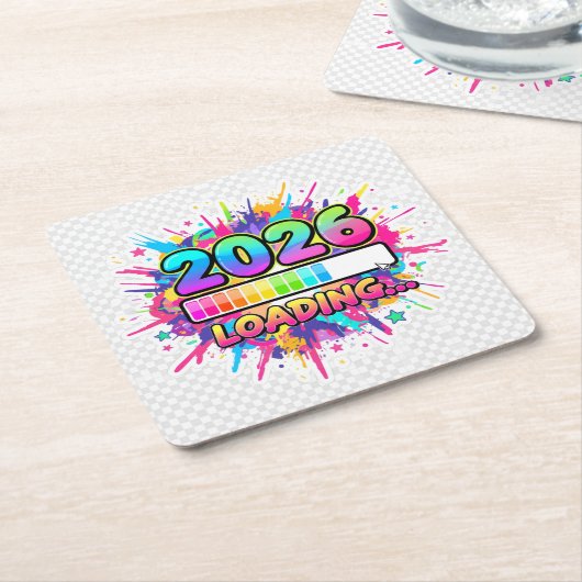 2026 Loading... Progress Bar Sticker Kartonnen Onderzetters (Schuin)