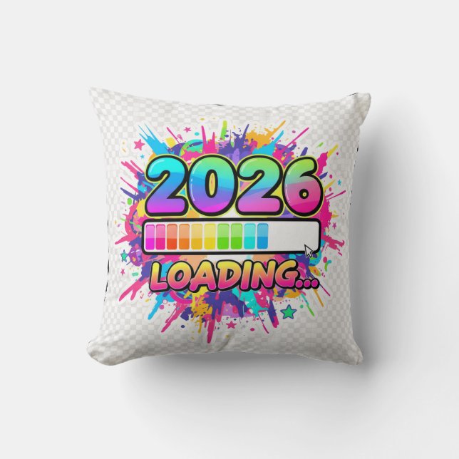 2026 Loading... Progress Bar Sticker Kussen (Voorkant)