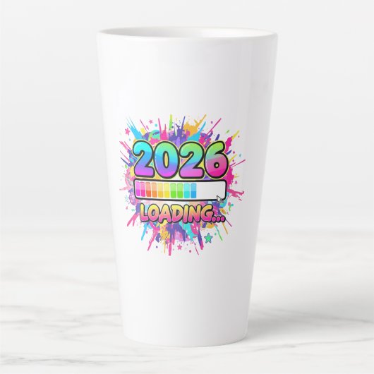 2026 Loading... Progress Bar Sticker Latte Mok (Voorkant)