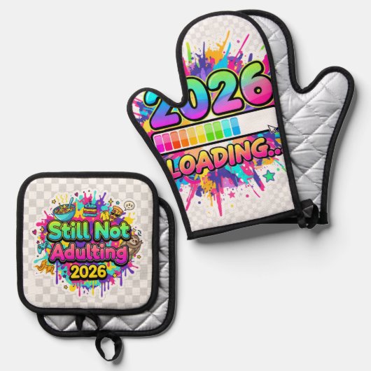 2026 Loading... Progress Bar Sticker Ovenwant & Pannenlap Set (Voorkant / Achterkant)