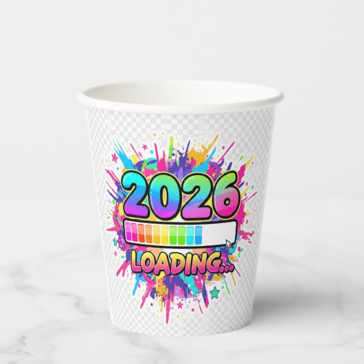 2026 Loading... Progress Bar Sticker Papieren Bekers (Voorkant)