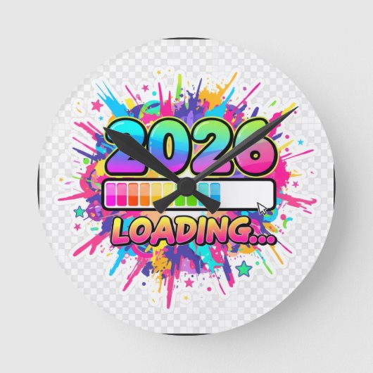 2026 Loading... Progress Bar Sticker Ronde Klok (Voorkant)