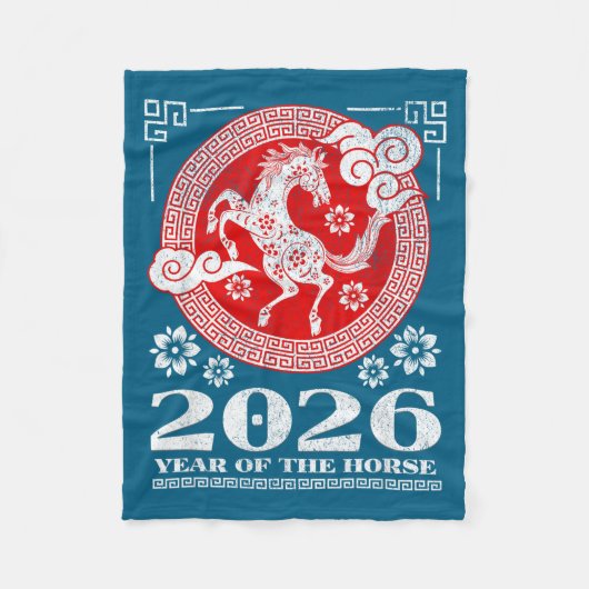 2026 Lunar Chinese New Year Fire Horse  Fleece Deken (Voorkant)
