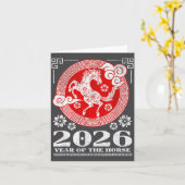 2026 Lunar Chinese New Year Fire Horse  Kaart (Gele Bloem)