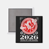 2026 Lunar Chinese New Year Fire Horse  Magneet (Voorkant / Achterkant)