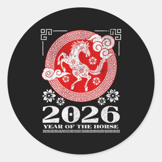 2026 Lunar Chinese New Year Fire Horse Ronde Sticker (Voorkant)