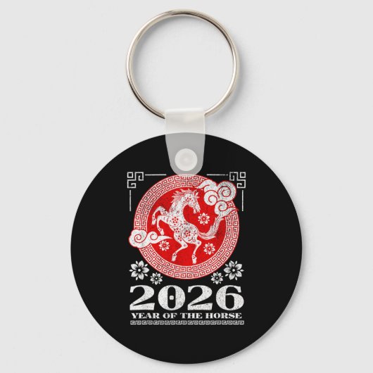 2026 Lunar Chinese New Year Fire Horse  Sleutelhanger (Voorkant)