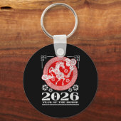 2026 Lunar Chinese New Year Fire Horse  Sleutelhanger (Voorkant)