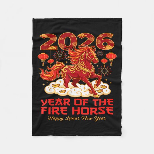 2026 Lunar Chinese New Year Of The Fire Horse Zodi Fleece Deken (Voorkant)