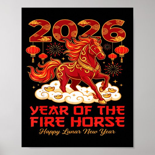 2026 Lunar Chinese New Year Of The Fire Horse Zodi Poster (Voorkant)