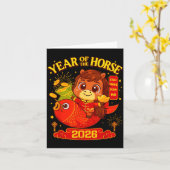2026 Lunar New Year Horse Vietnamese Men Women Gir Kaart (Gele Bloem)