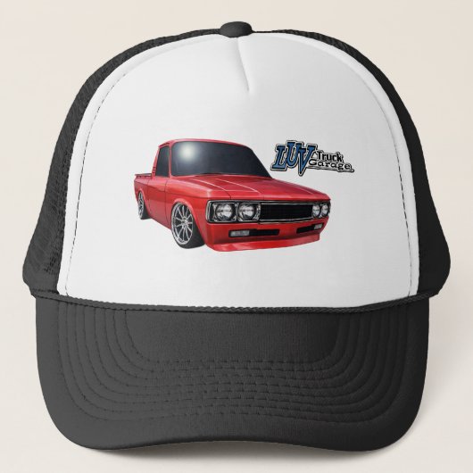 2026 Luv Truck Garage Trucker Hat with Red Luv Pet (Voorkant)