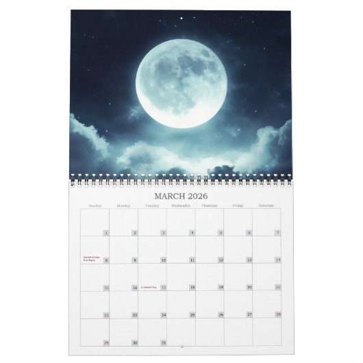 2026 Maan Uitzichten Volle Maan Maan Kunstkalender Kalender (Mar 2026)