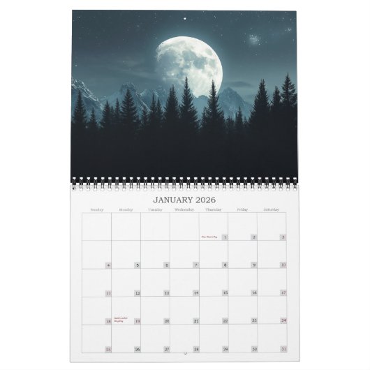 2026 Maan Uitzichten Volle Maan Maan Kunstkalender Kalender (Jan 2026)