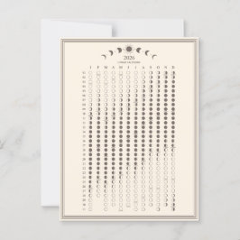 2026 Maanfase Lunar Cycles Kalender Minimalist Briefkaart