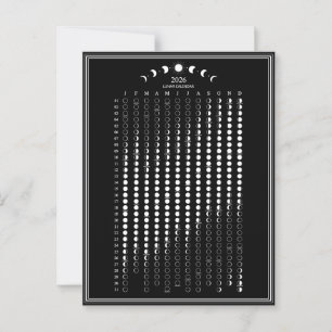 2026 Maanfase Lunar Cycles Kalender Minimalist Briefkaart