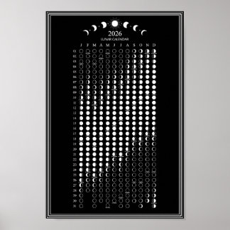2026 Maanfase Lunar Cycles Kalender Minimalist Poster