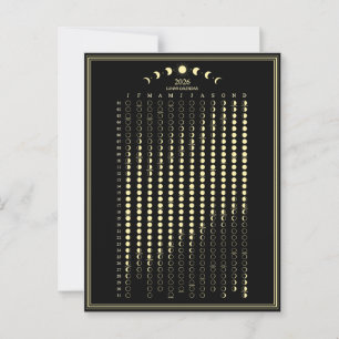 2026 Maanfase Maancyclus Kalender Minimalistisch Briefkaart