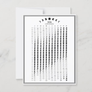 2026 Maanfase Maancyclus Kalender Minimalistisch Briefkaart
