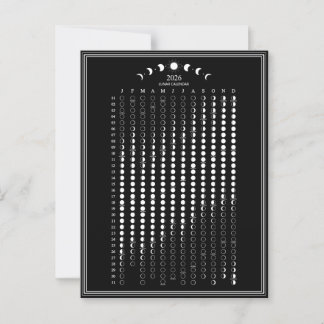 2026 Maanfase Maancyclus Kalender Minimalistisch Briefkaart